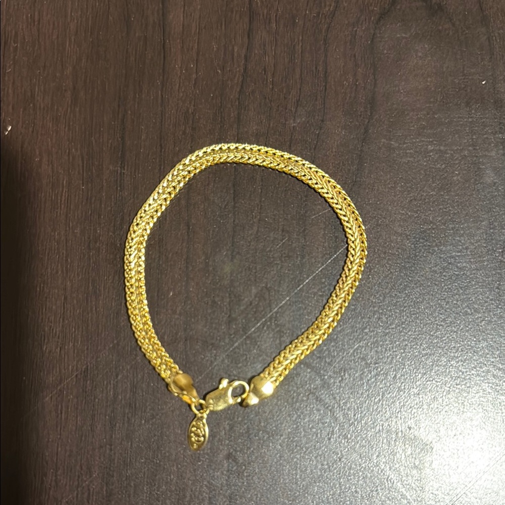 Gold Woven Chain Bracelet with Herringbone Design